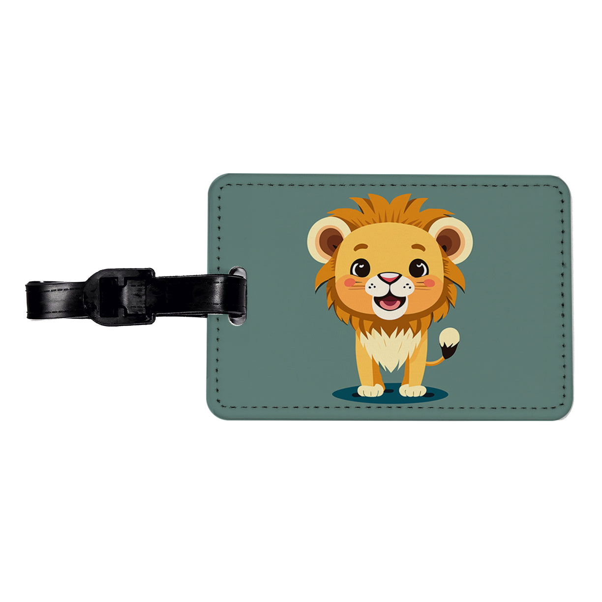 Lion Baby Smiling Standing Travel Faux Leather Luggage Tag