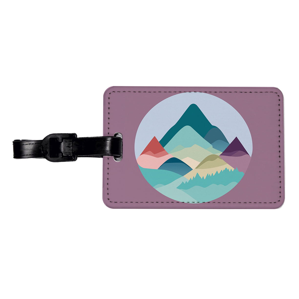 Mountains Pastel Travel Faux Leather Luggage Tag