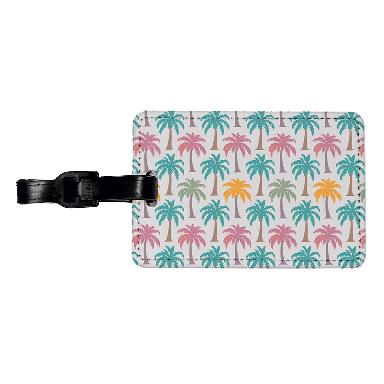 Palm Trees Tropical Pastel Pattern Travel Faux Leather Luggage Tag