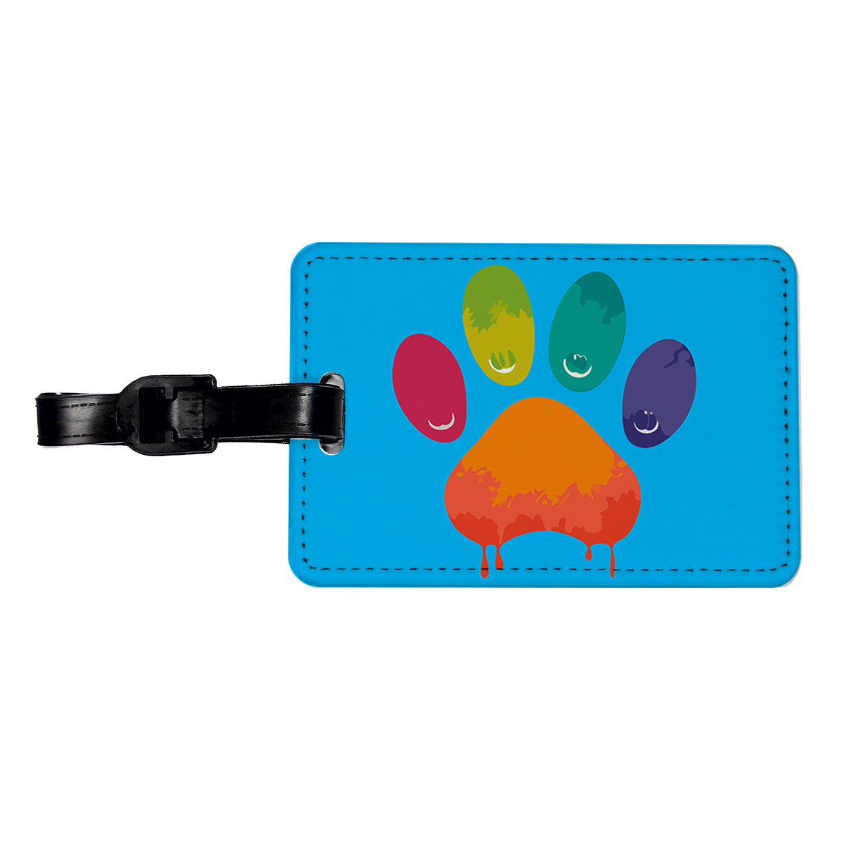 Paw Print Rainbow Dogs Cats Travel Faux Leather Luggage Tag