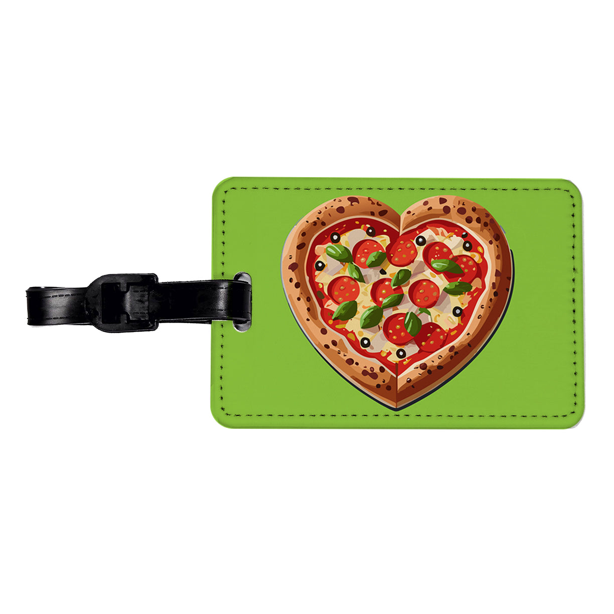 Pizza Heart Love Travel Faux Leather Luggage Tag
