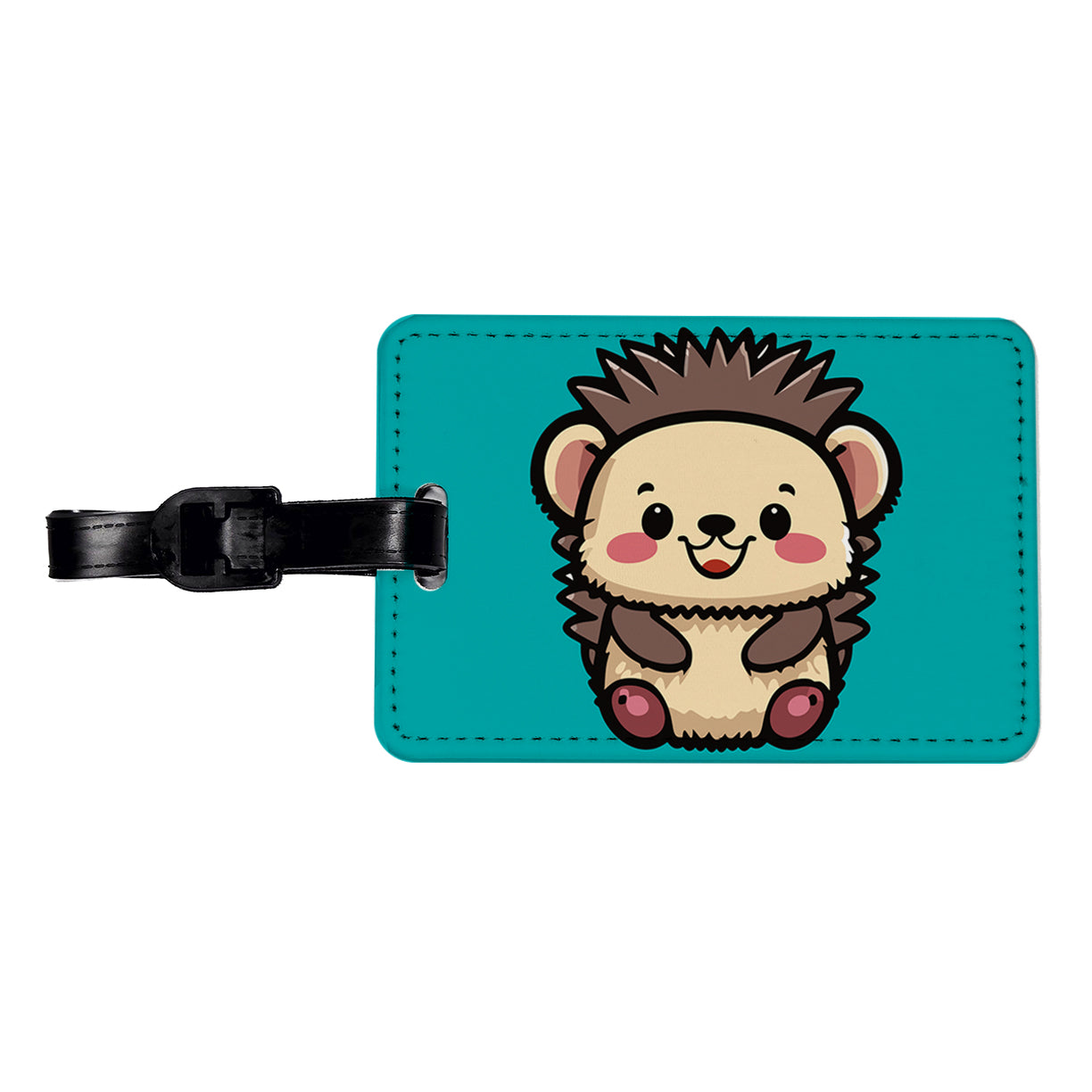 Porcupine Smiling Baby Travel Faux Leather Luggage Tag