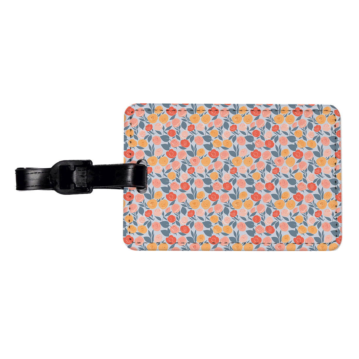 Roses Floral Flowers Muted Pattern Travel Faux Leather Luggage Tag