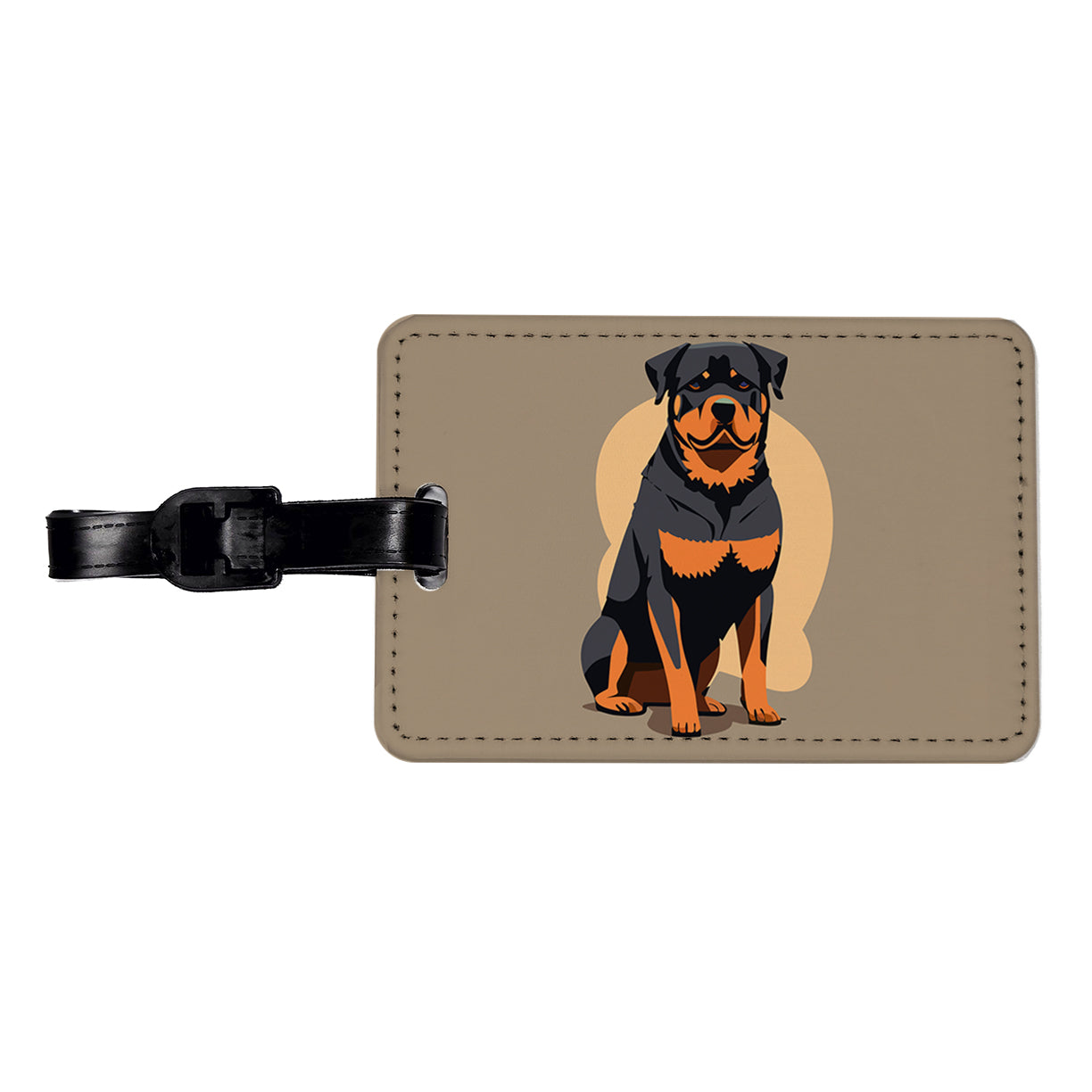 Rottweiler Dog Sitting Travel Faux Leather Luggage Tag