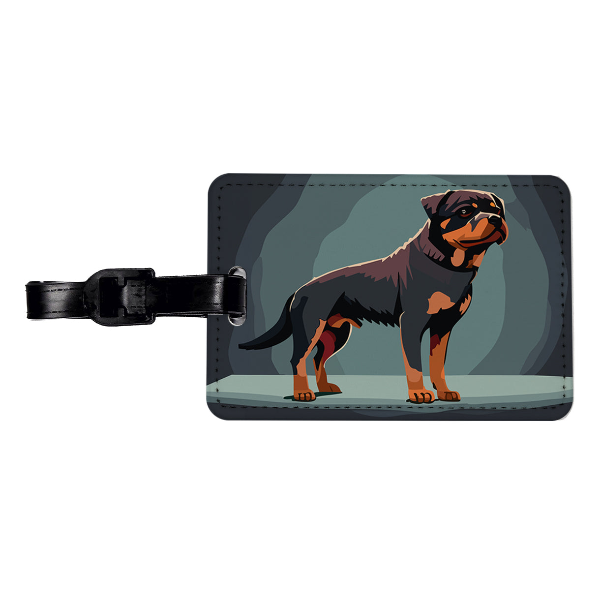 Rottweiler Dog Standing Travel Faux Leather Luggage Tag