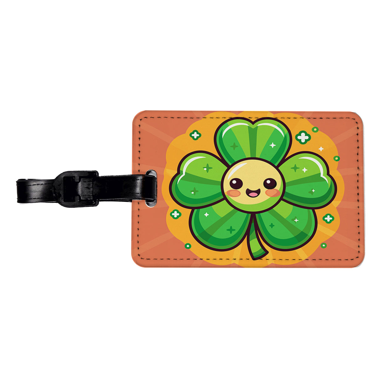 Shamrock Smiling Cute Travel Faux Leather Luggage Tag