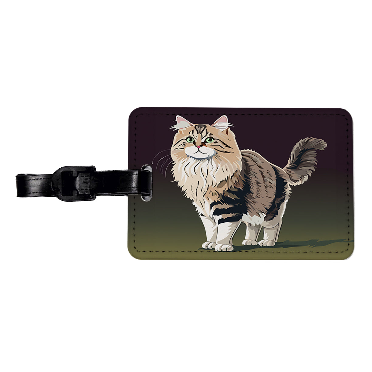Siberian Cat Standing Travel Faux Leather Luggage Tag