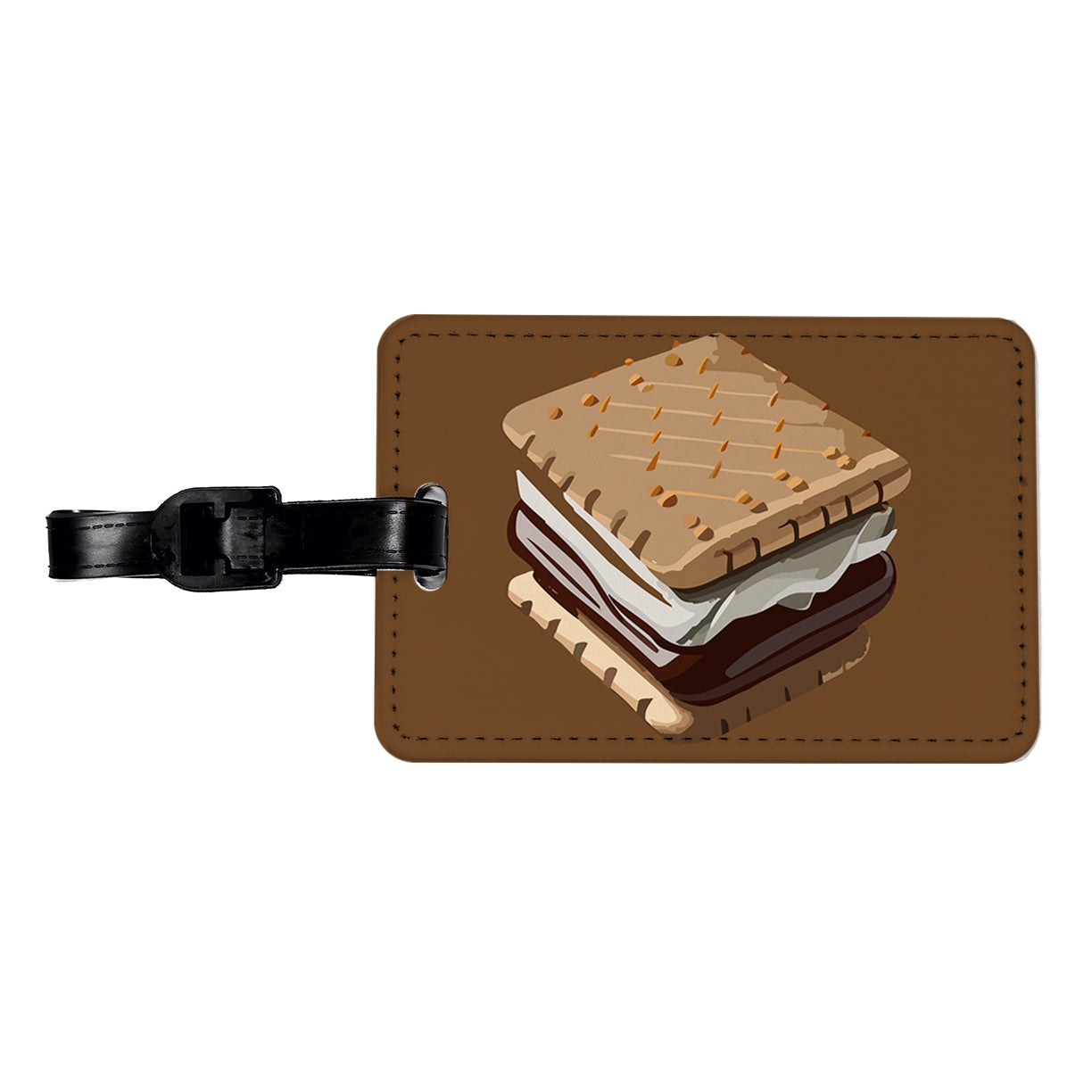 S'mores Marshmallow Camping Food Travel Faux Leather Luggage Tag