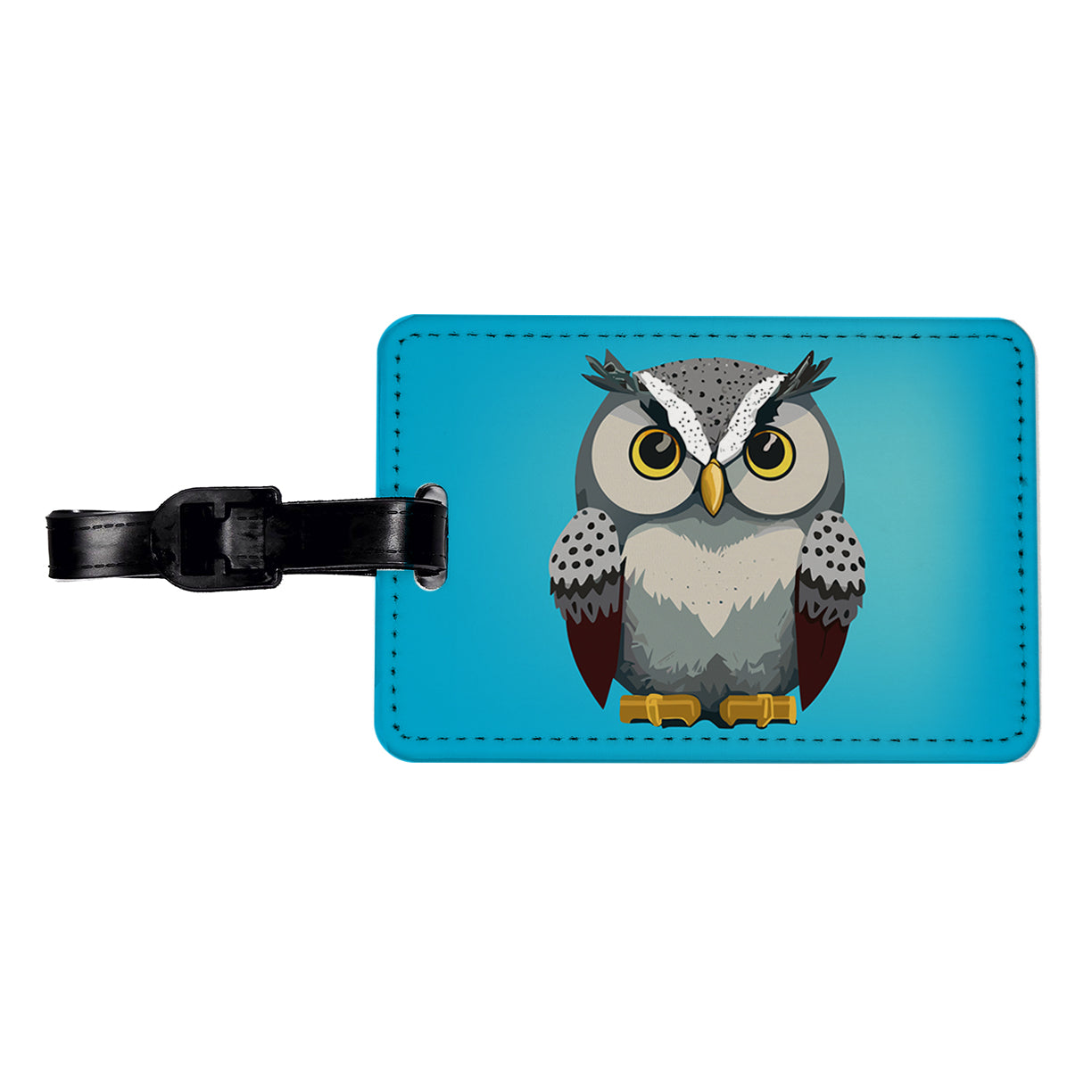 Snowy Owl Staring Travel Faux Leather Luggage Tag