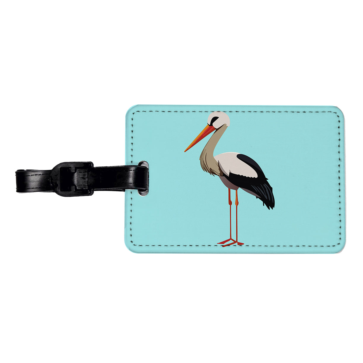 Stork Bird Profile Travel Faux Leather Luggage Tag