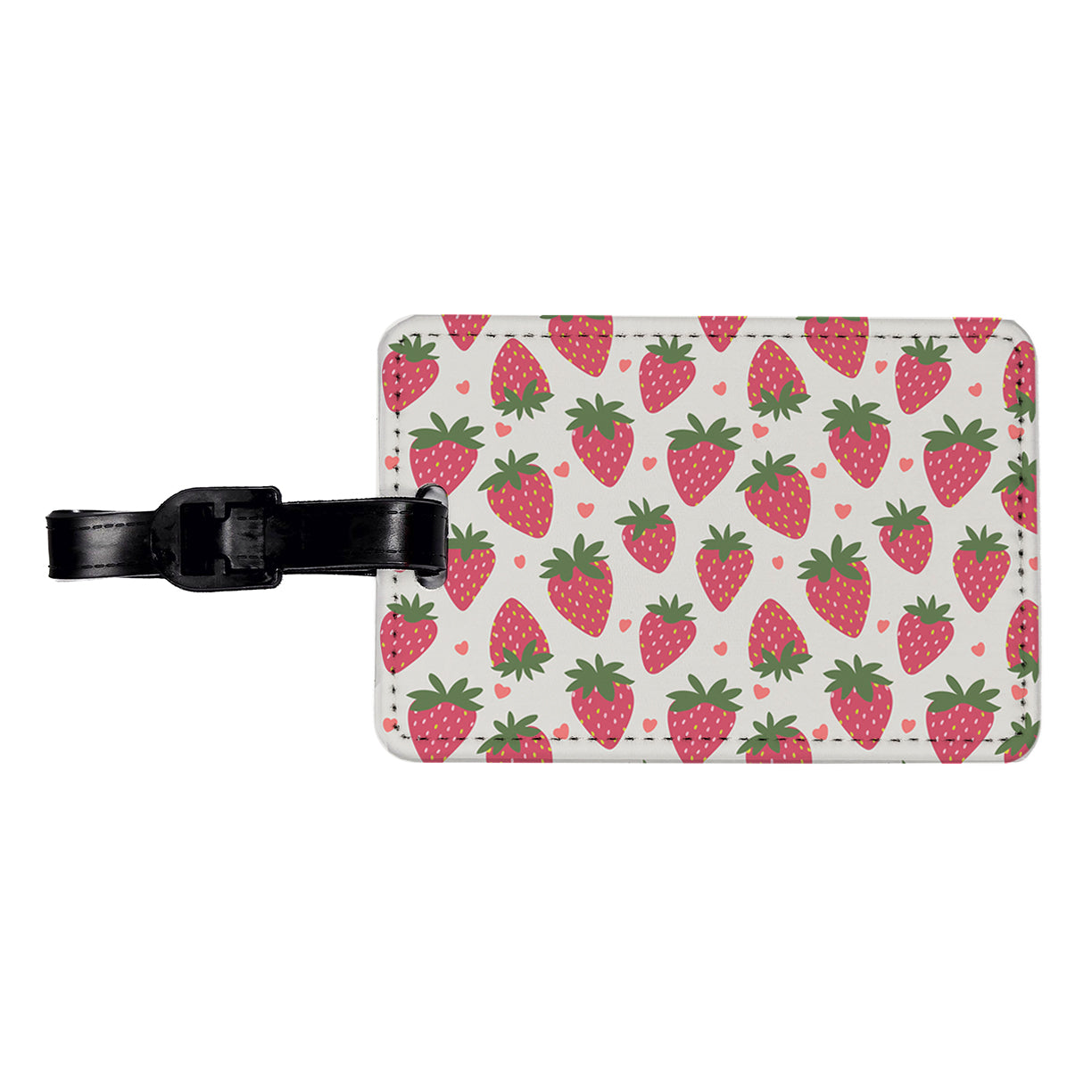 Strawberries Strawberry Hearts Pattern Travel Faux Leather Luggage Tag