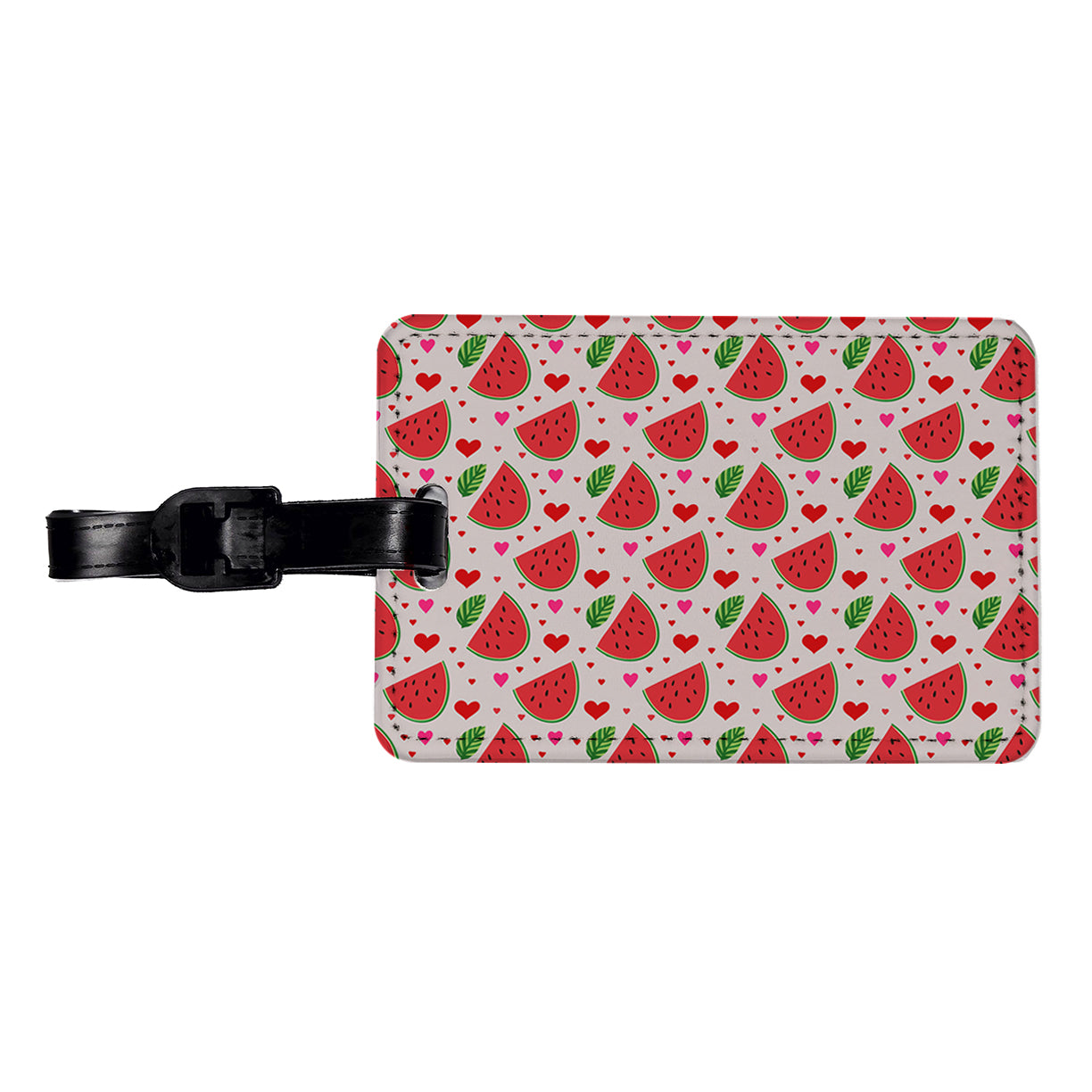Watermelon Hearts Pattern Travel Faux Leather Luggage Tag