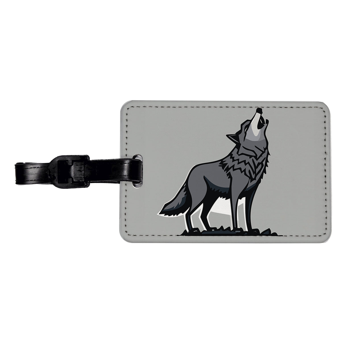 Wolf Howling Travel Faux Leather Luggage Tag