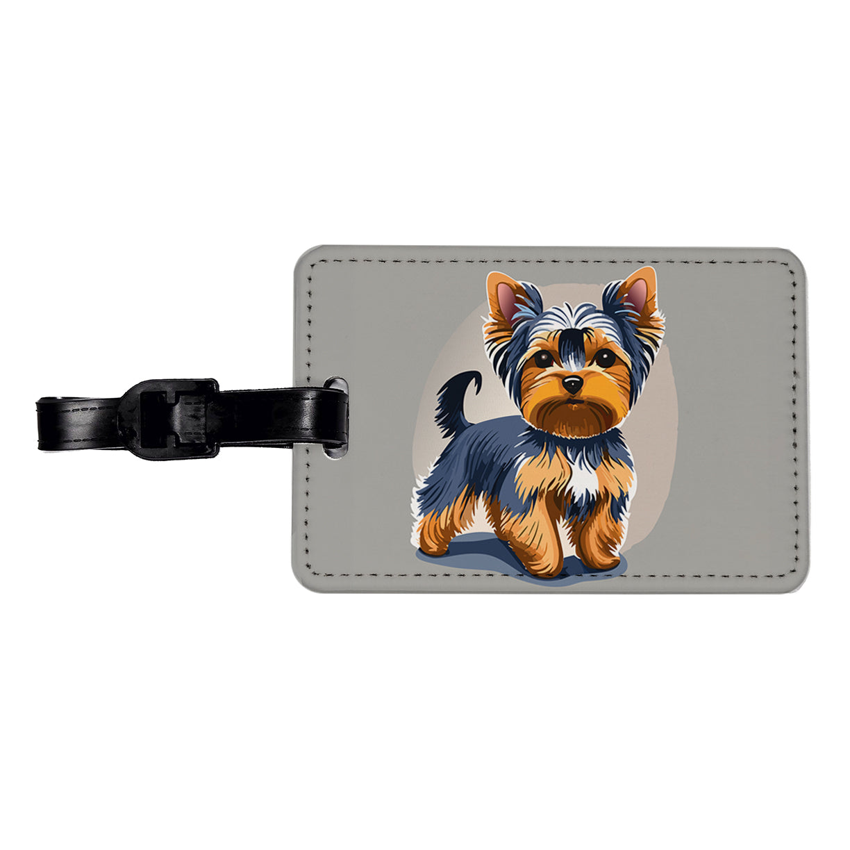 Yorkshire Terrier Dog Standing Travel Faux Leather Luggage Tag