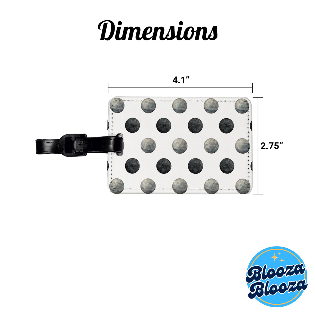 Black Polka Dots White Background Travel Faux Leather Luggage Tag