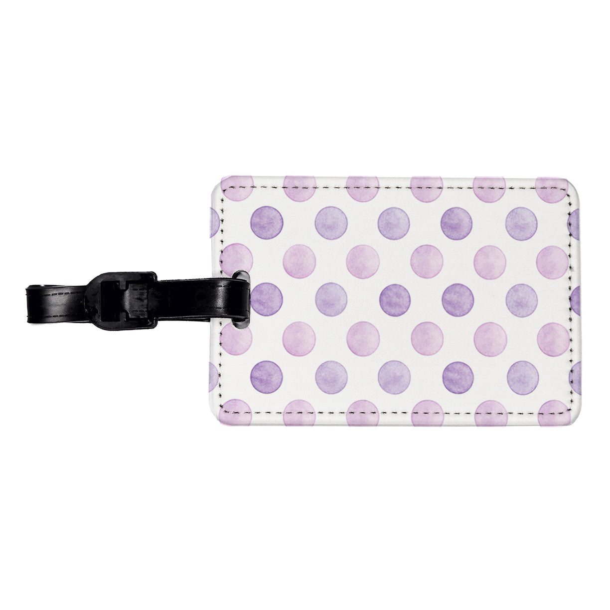 Light Purple Polka Dots White Background Travel Faux Leather Luggage Tag