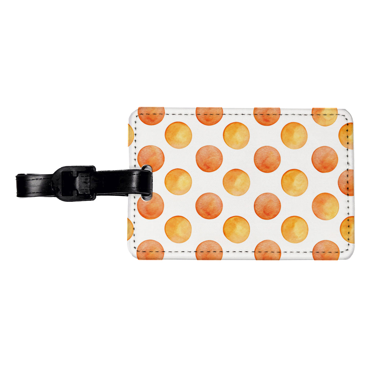 Orange Polka Dots White Background Travel Faux Leather Luggage Tag