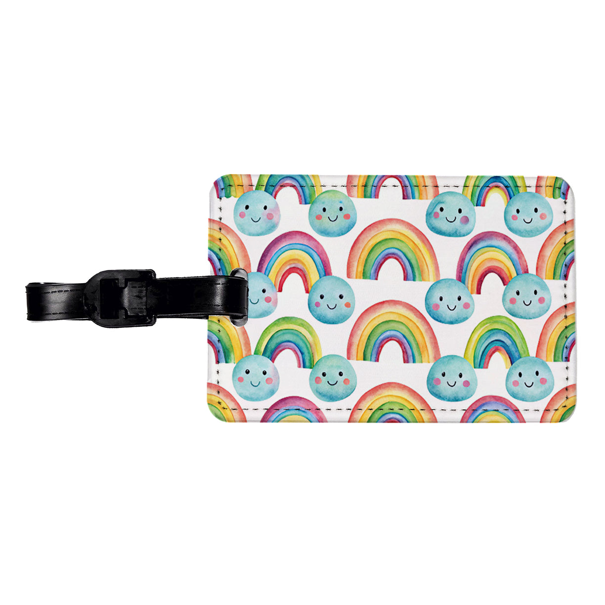 Adorable Smiling Rainbows Clouds Travel Faux Leather Luggage Tag