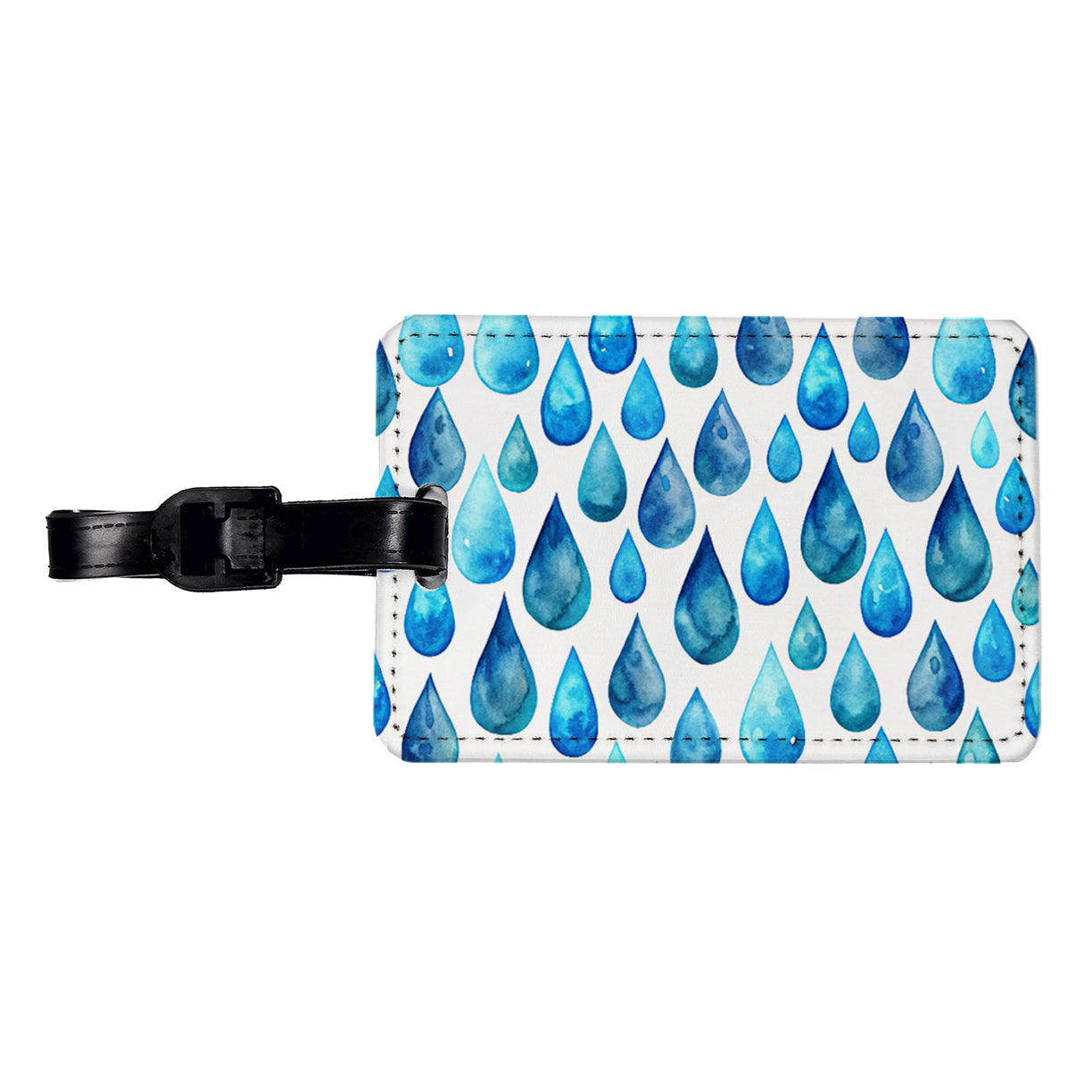Blue Water Droplets Repeating Travel Faux Leather Luggage Tag