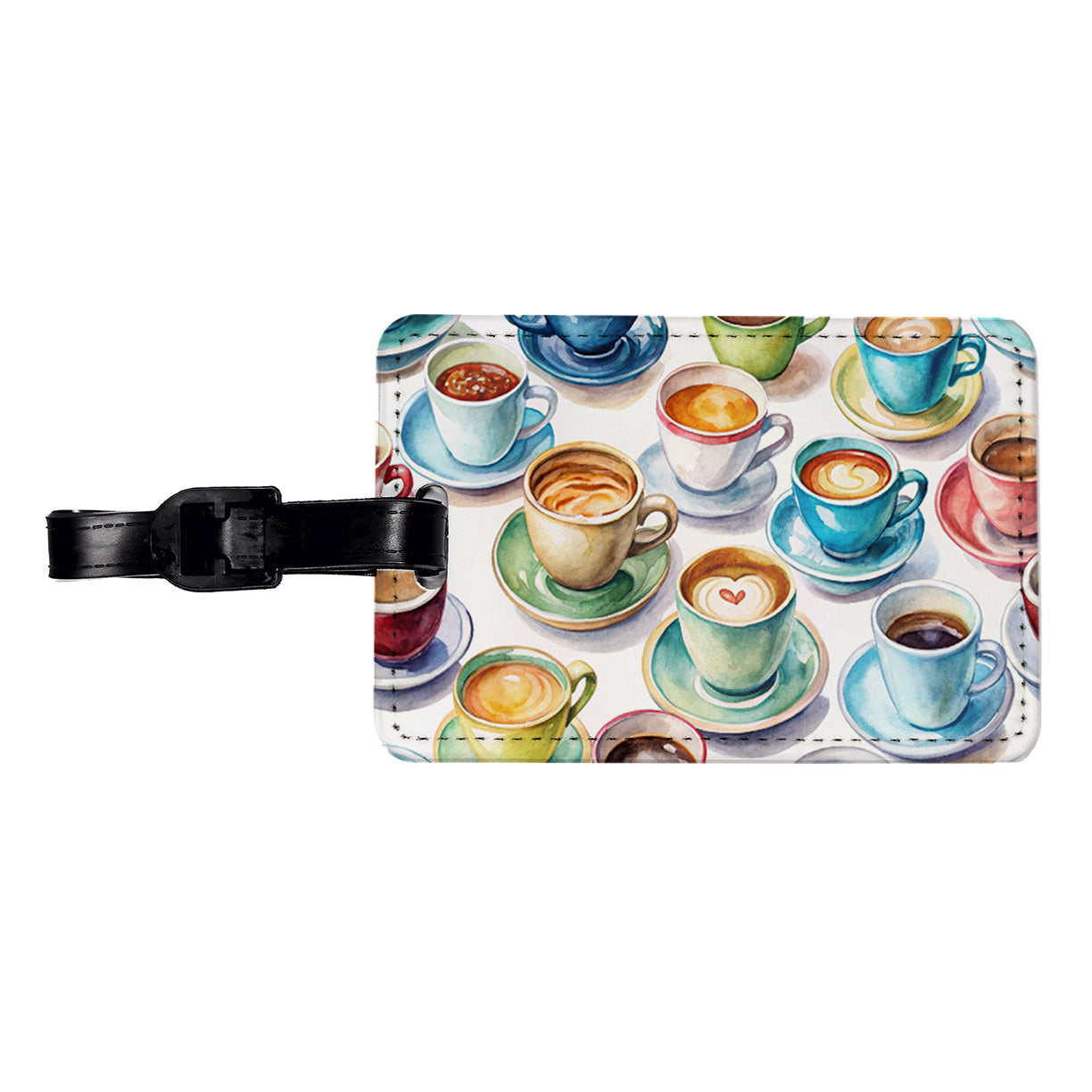 Bunch Of Coffee Cups Travel Faux Leather Luggage Tag