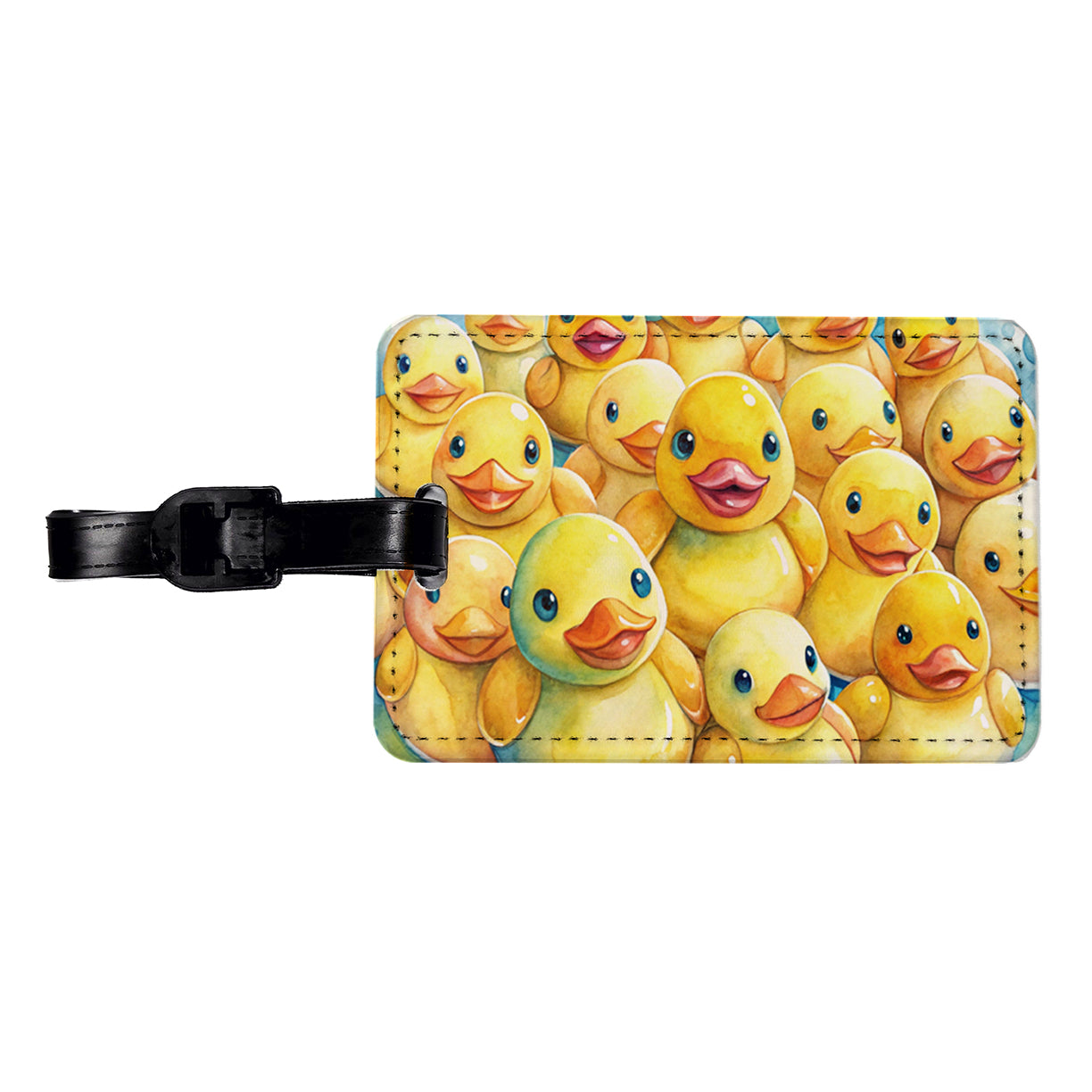 Bunch Of Cute Overlapping Rubber Ducks Travel Faux Leather Luggage Tag