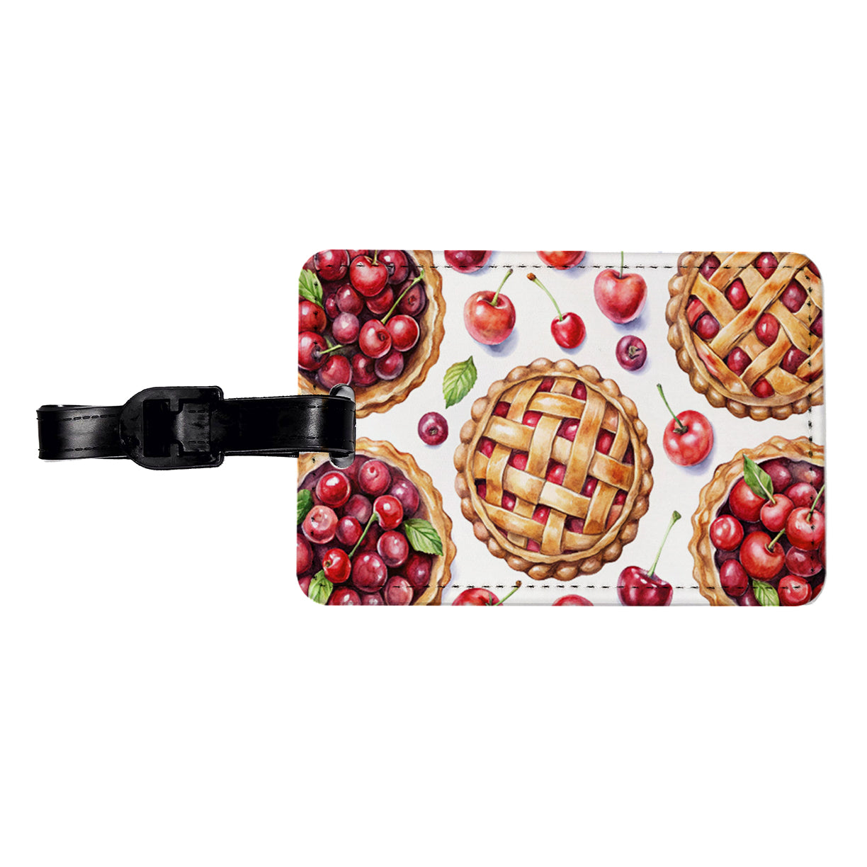 Cherry Pies Bursting Travel Faux Leather Luggage Tag