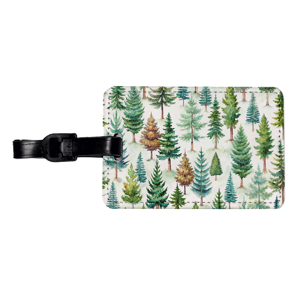 Pine Trees Forest Travel Faux Leather Luggage Tag
