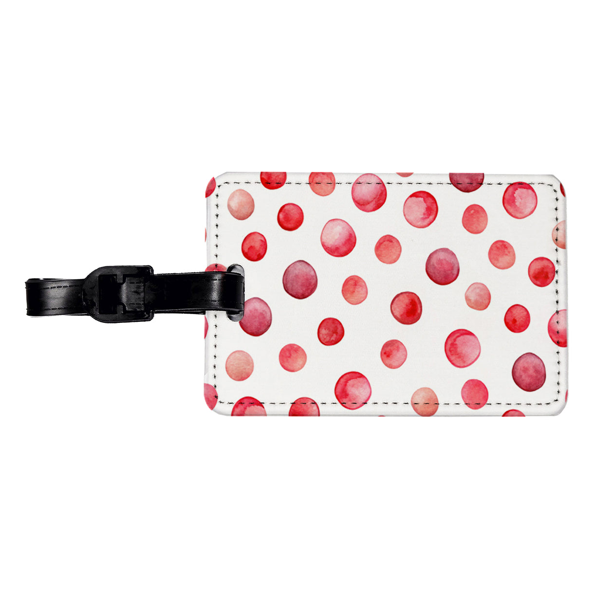 Red Polka Dots Fun White Background Travel Faux Leather Luggage Tag