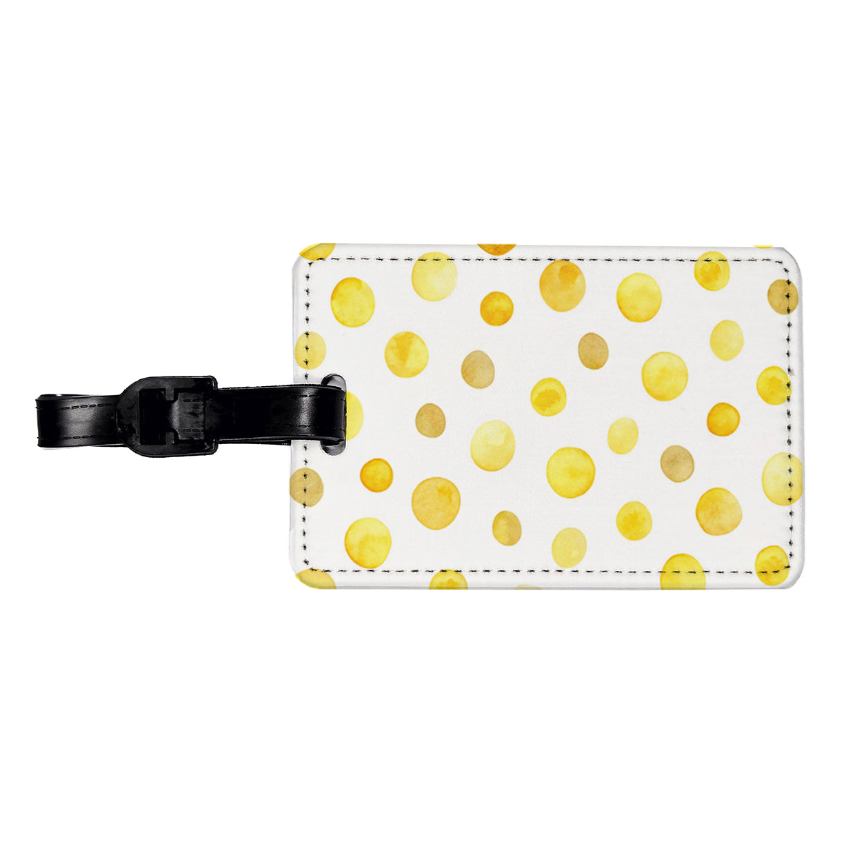 Yellow Polka Dots Fun White Background Travel Faux Leather Luggage Tag