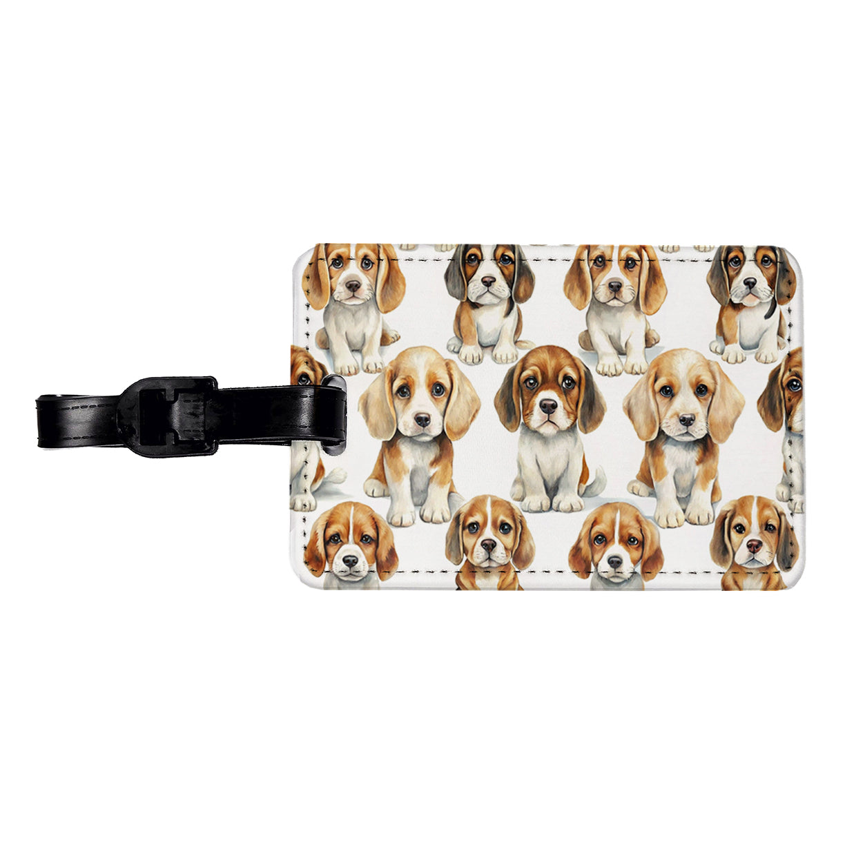 Adorable Puppies Dogs Travel Faux Leather Luggage Tag