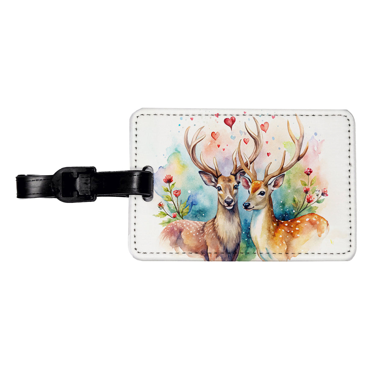 Deer In Love Valentine's Day Travel Faux Leather Luggage Tag