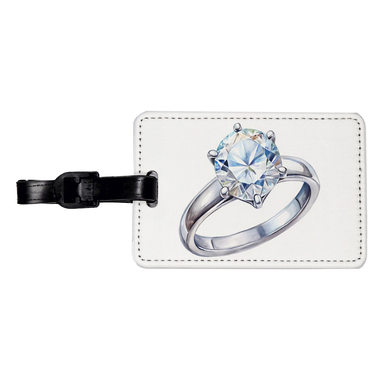 Diamond Ring Engagement Engaged Wedding Proposal Travel Faux Leather Luggage Tag