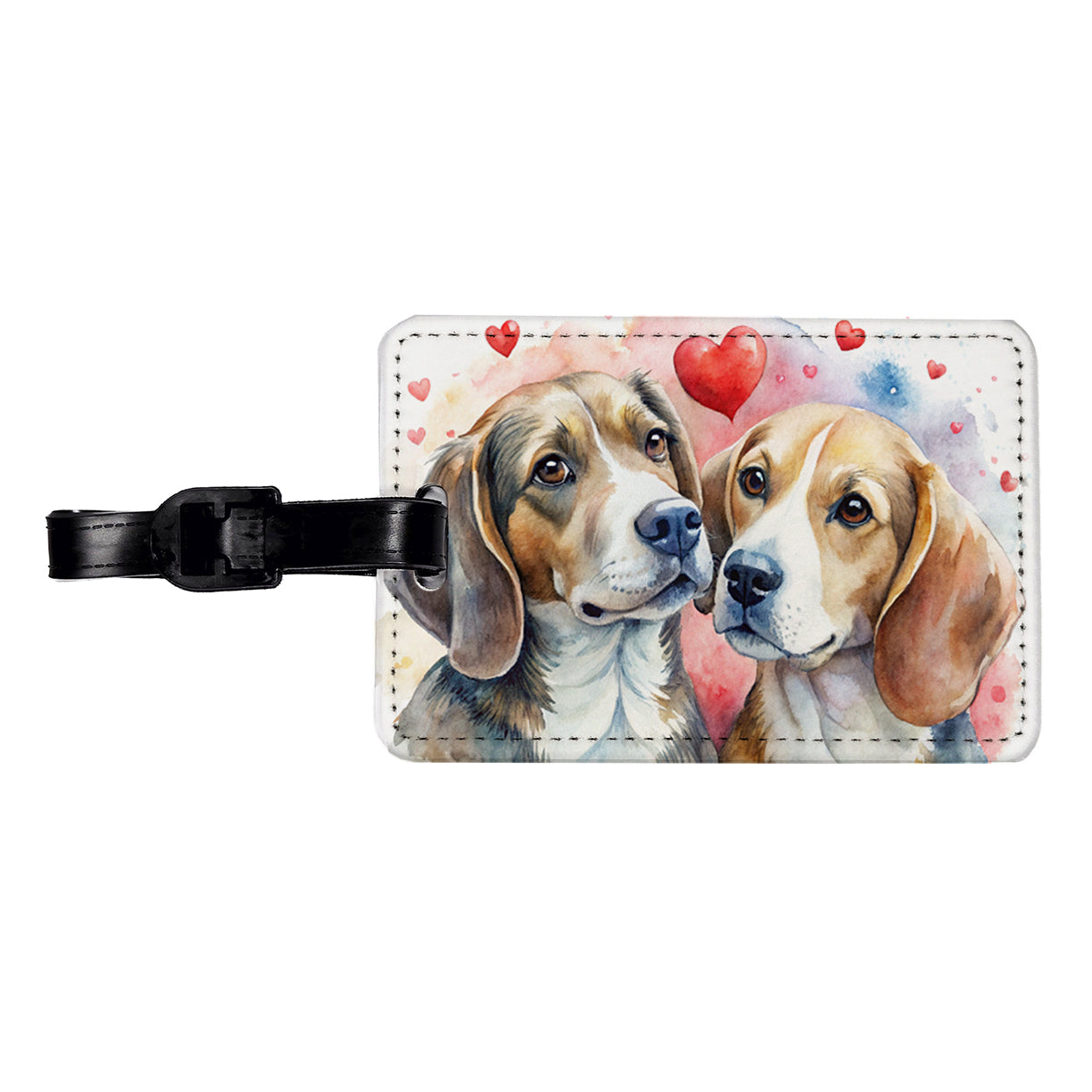 Dogs In Love Valentine's Day Beagles Travel Faux Leather Luggage Tag