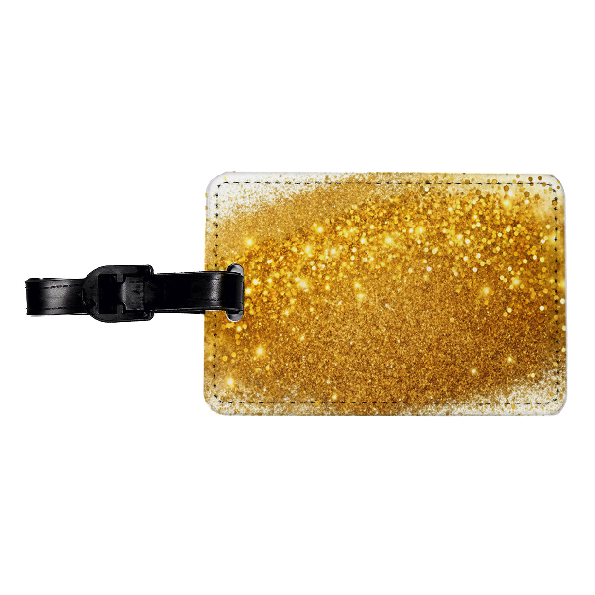 Gold Faux Glitter Travel Faux Leather Luggage Tag