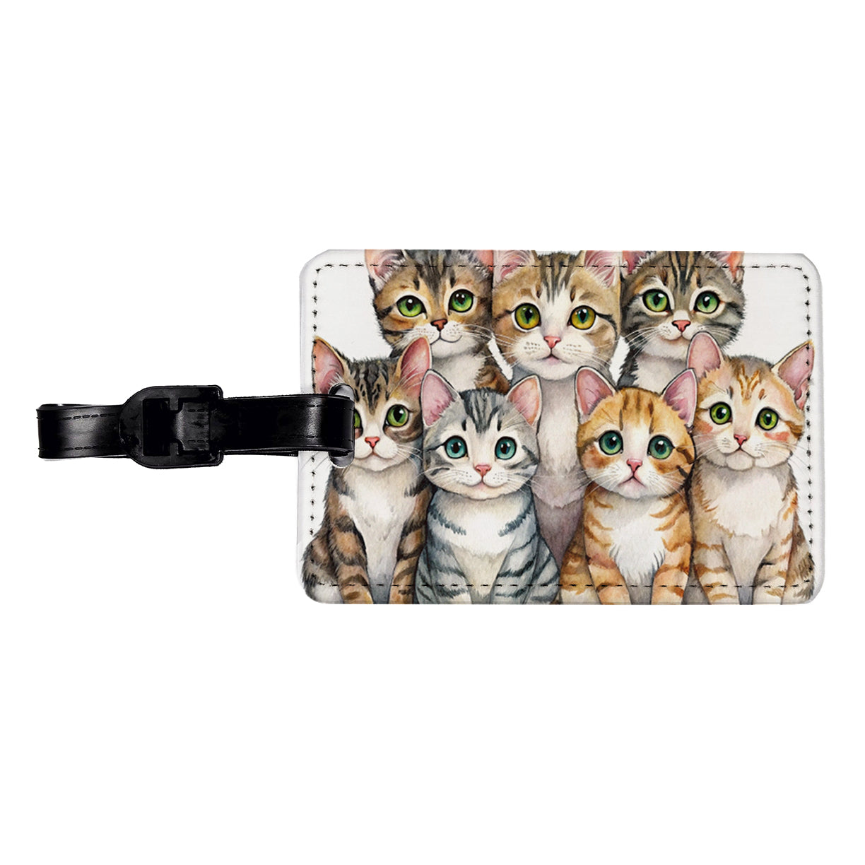 Sweet American Wirehair Cats Travel Faux Leather Luggage Tag