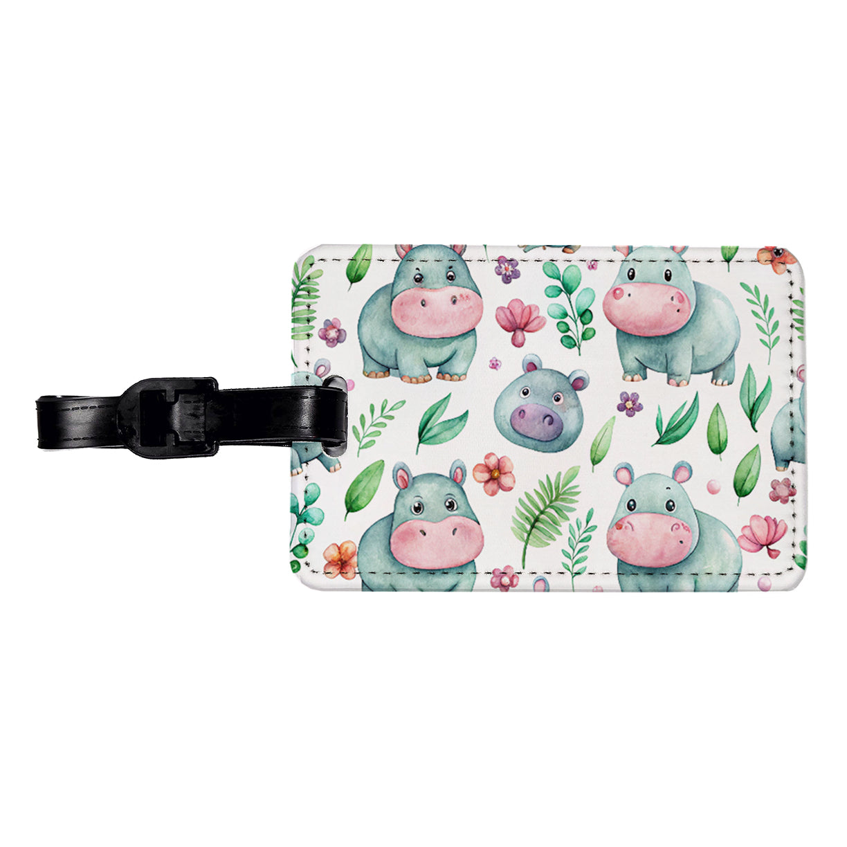 Sweet Hippos Travel Faux Leather Luggage Tag