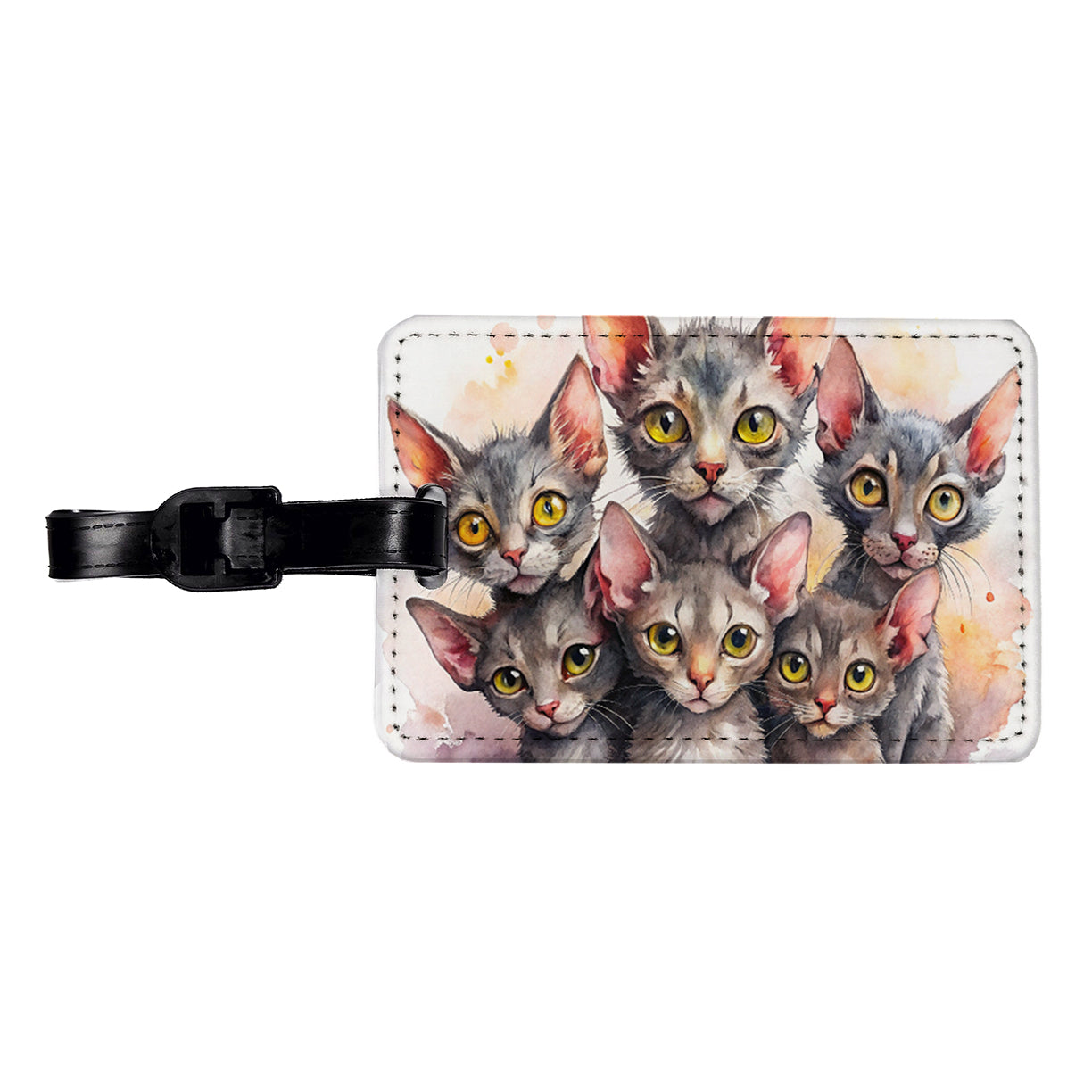 Sweet Lykoi Cats Travel Faux Leather Luggage Tag