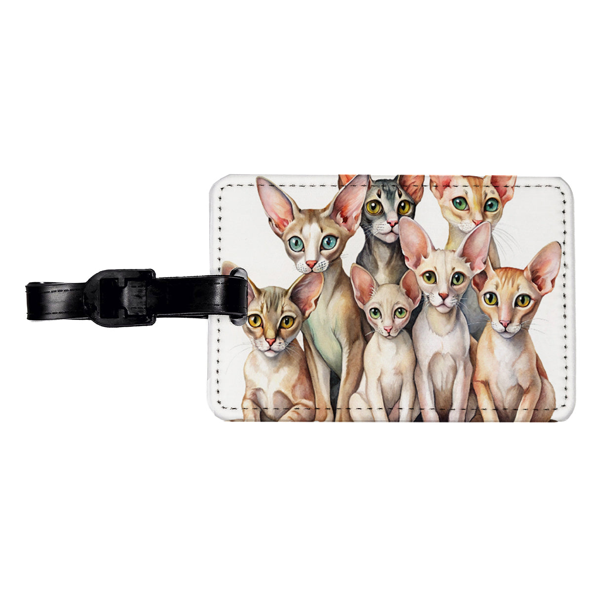 Sweet Oriental Shorthair Cats Travel Faux Leather Luggage Tag