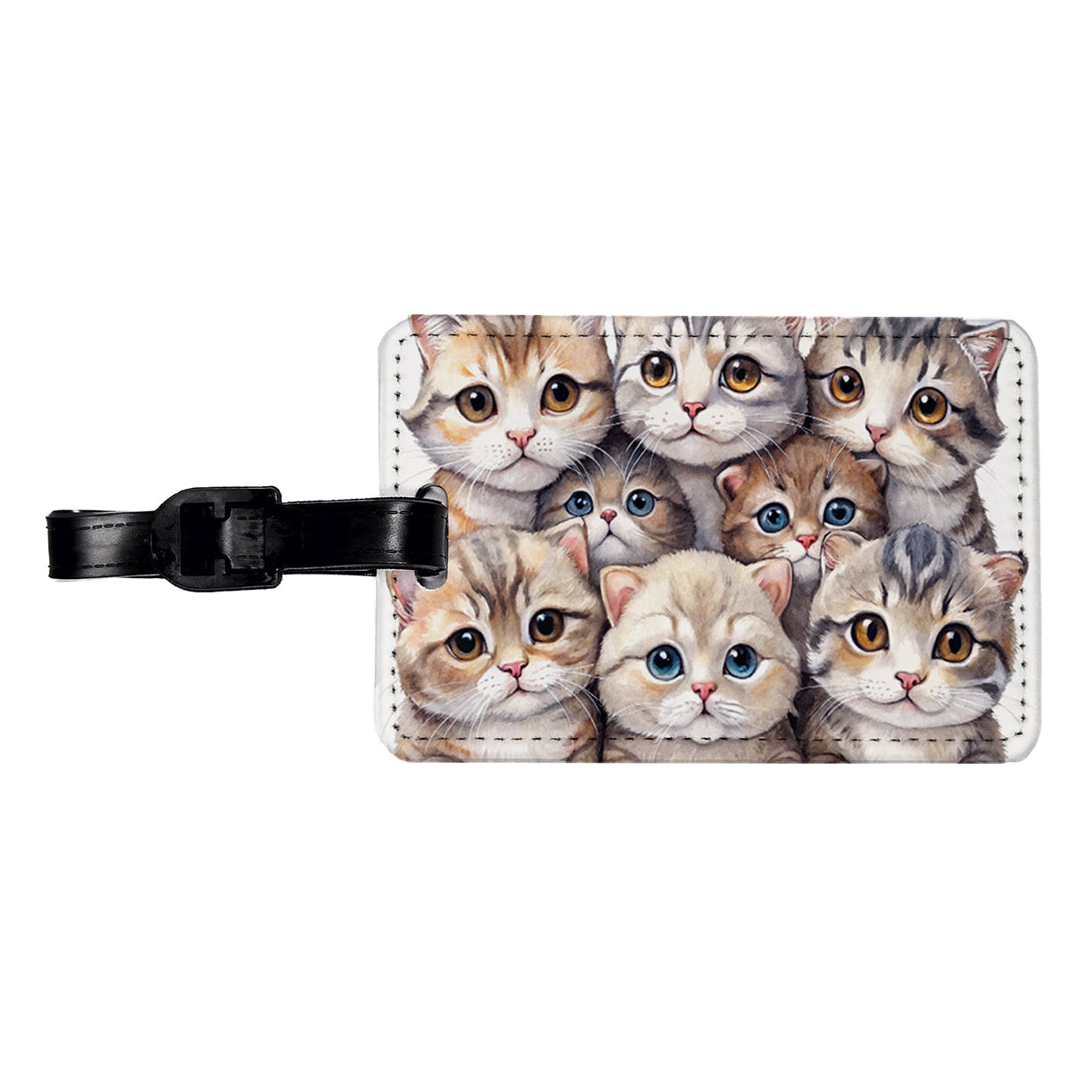 Sweet Scottish Fold Cats Travel Faux Leather Luggage Tag