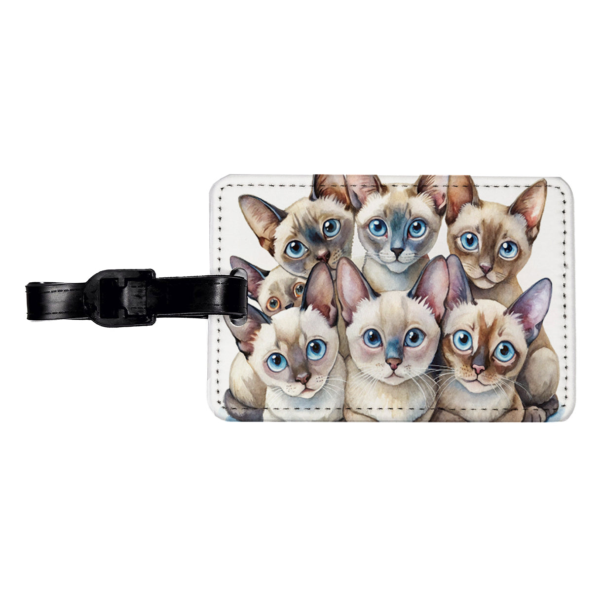 Sweet Tonkinese Cats Travel Faux Leather Luggage Tag