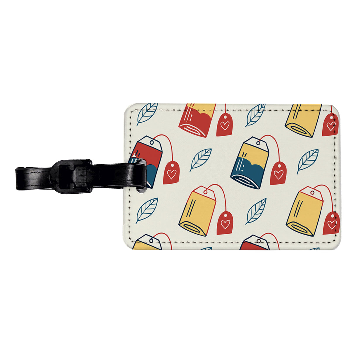 Tea Bags Fun Scattered Travel Faux Leather Luggage Tag