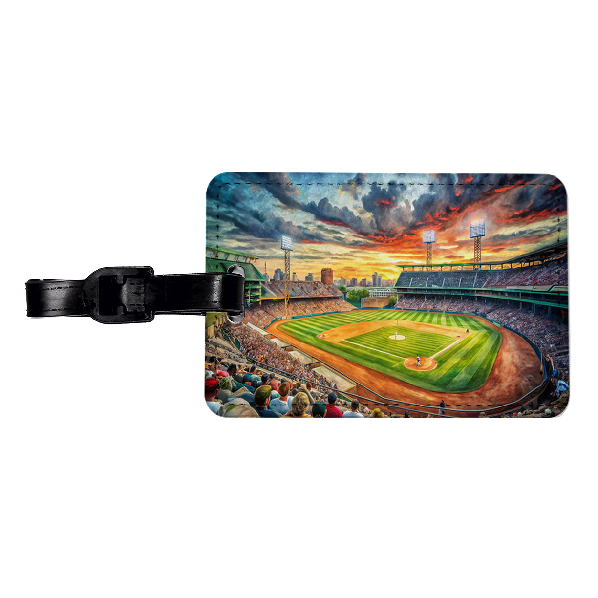 Baseball Game at the Stadium Travel Faux Leather Luggage Tag