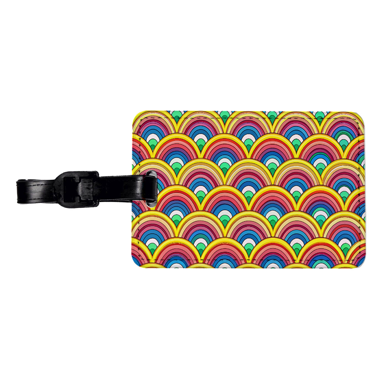Bohemian Rainbow Pattern Travel Faux Leather Luggage Tag