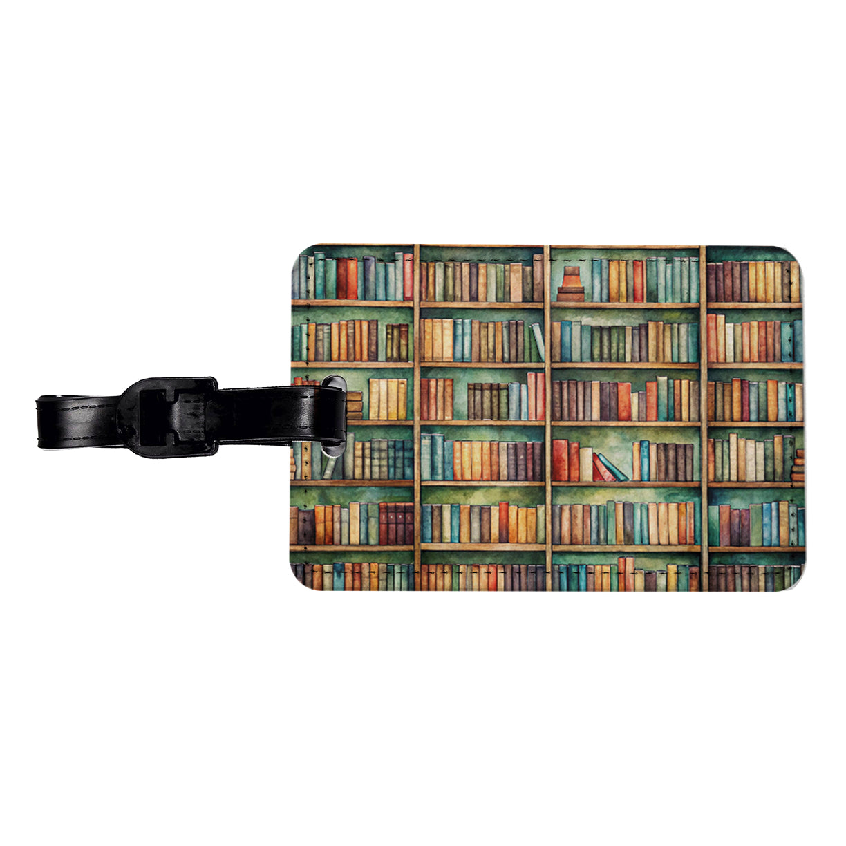 Bookshelves Library Reading Reader Books Travel Faux Leather Luggage Tag
