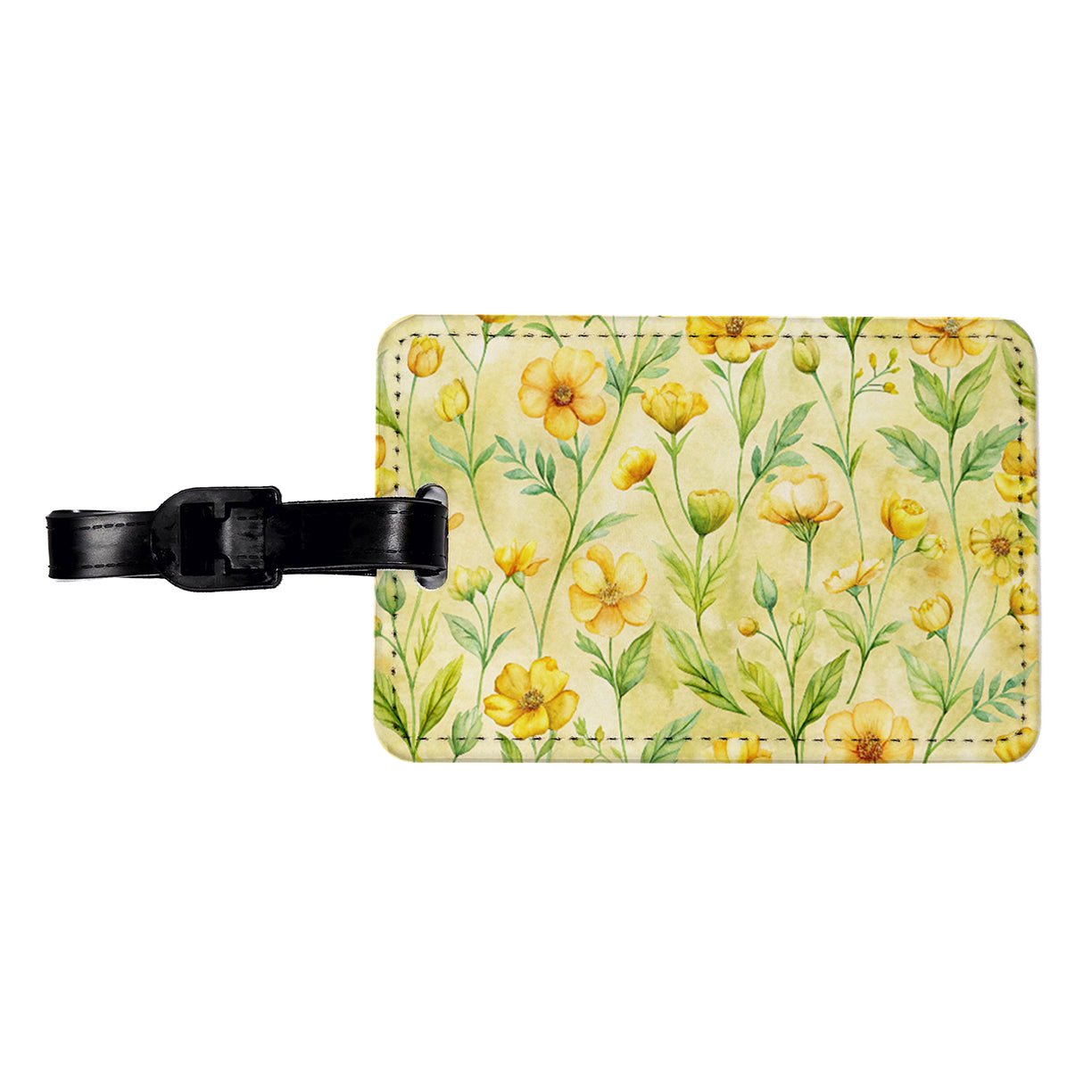 Buttercups Yellow Flowers Floral Travel Faux Leather Luggage Tag