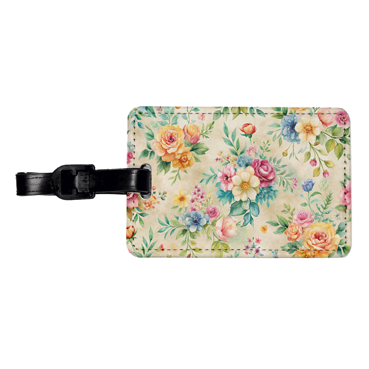 Ditsy Floral Flowers Wallpaper Travel Faux Leather Luggage Tag
