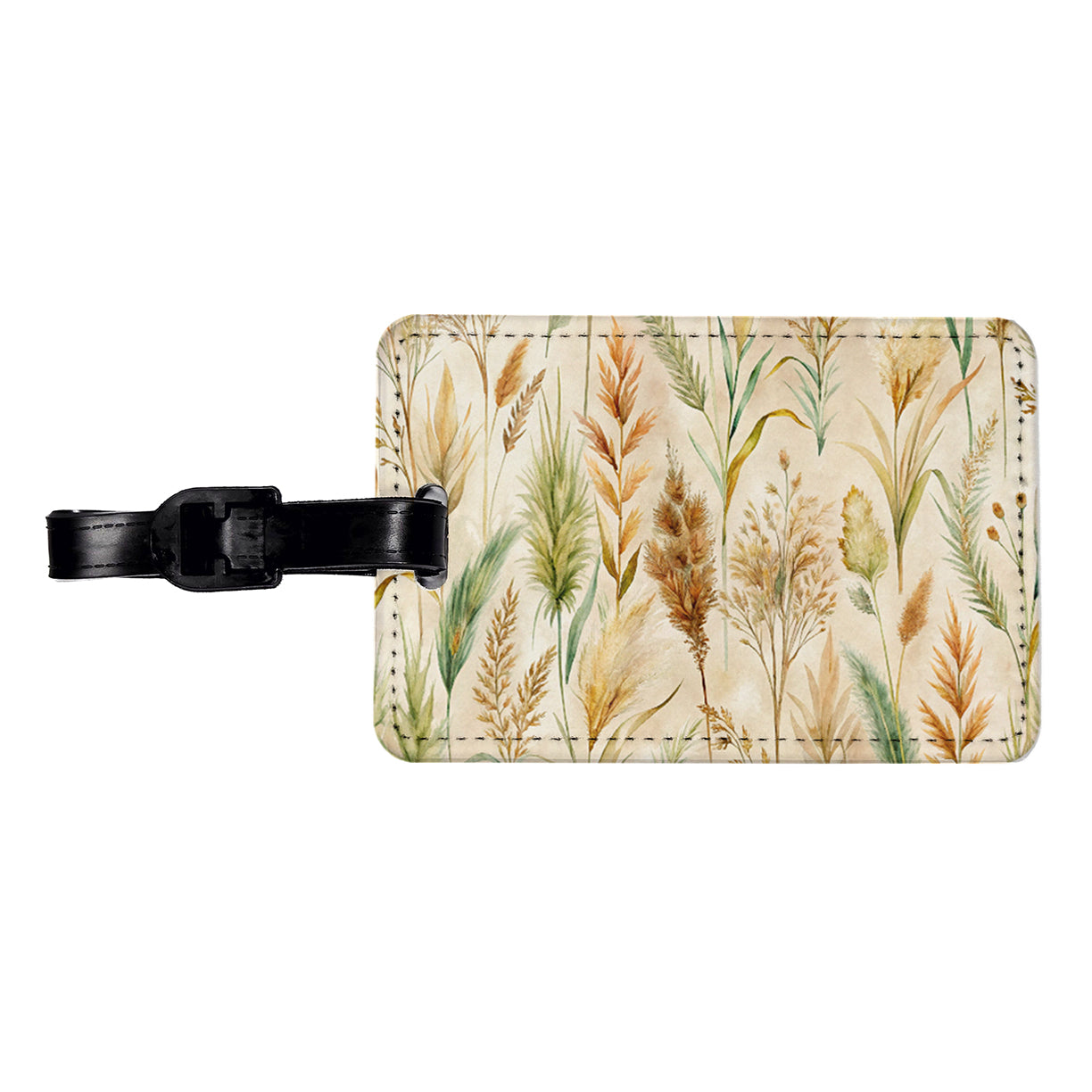 Wild Grasses Wheat Pattern Travel Faux Leather Luggage Tag