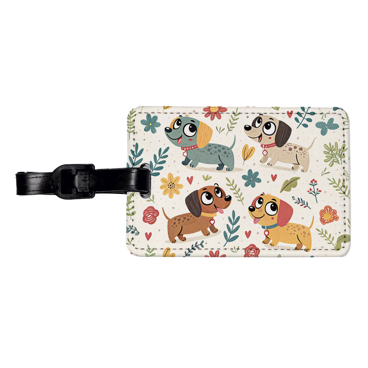 Adorable Dogs Travel Faux Leather Luggage Tag