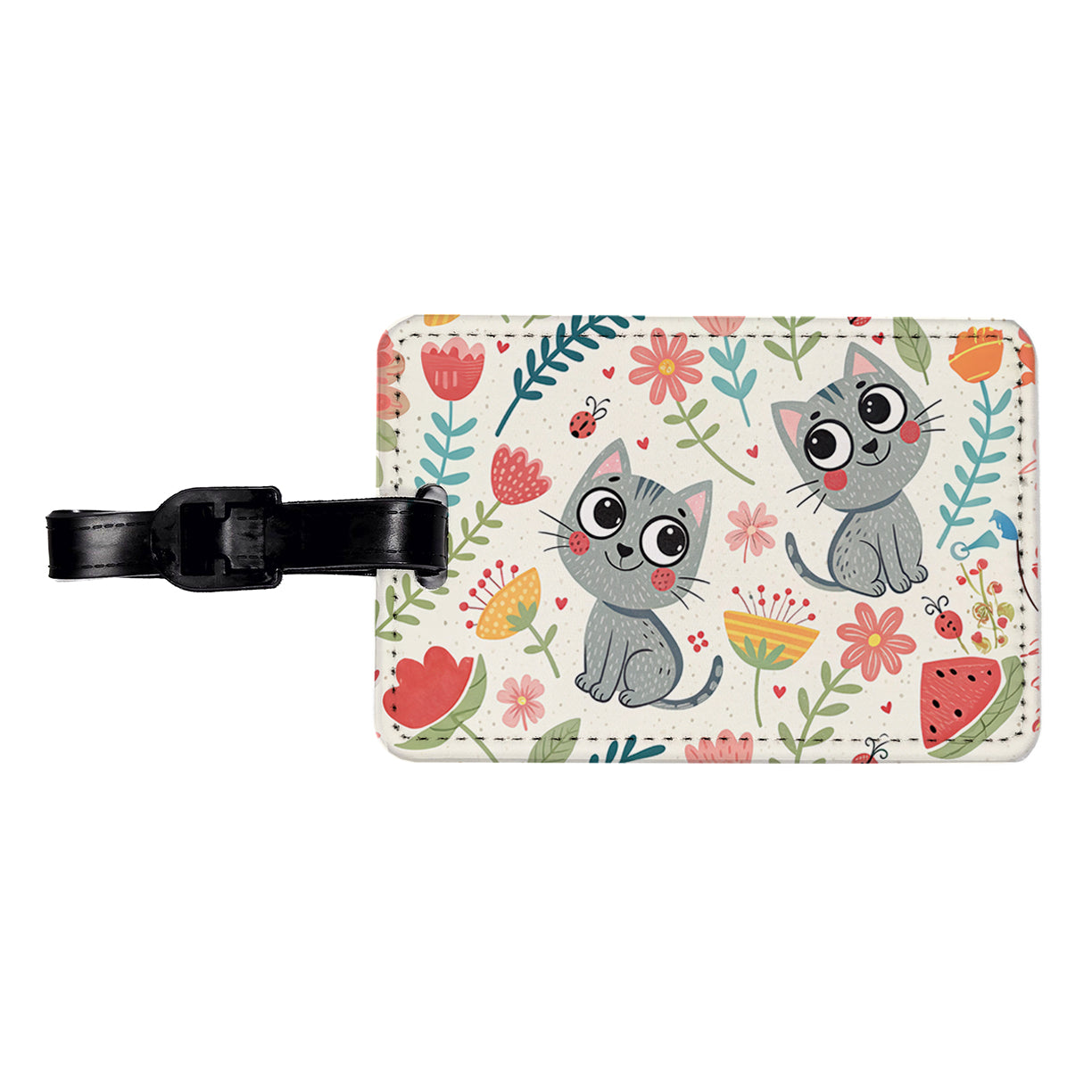 Cute Gray Cats Travel Faux Leather Luggage Tag