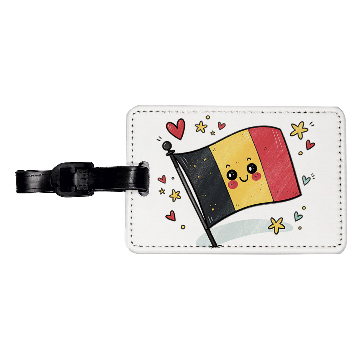 Kawaii Belgium Flag Travel Faux Leather Luggage Tag